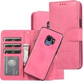 Voor Samsung Galaxy S9Plus Retro 2in1 afneembare magnetische horizontale flip TPU+PU lederen tas met houder&kaartsleuven&fotolijst&portemonnee (roze)