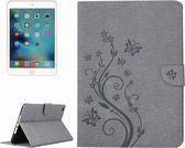 Voor iPad mini 4 Geperste Bloemen Vlinderpatroon Horizontale Flip PU-lederen Case met Magnetische Gesp & Houder & Kaartsleuven & Portemonnee (Grijs)