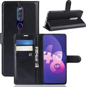 Litchi Texture horizontale lederen flip-hoes voor OPPO R11 Pro, met houder en kaartsleuven en portemonnee en fotolijst (zwart)