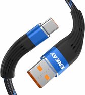 ENKAY ENK-CB101 Visnet Weven USB naar USB-C / Type-C Oplaadkabel voor gegevensoverdracht (blauw)