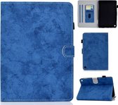 Voor Amazon Kindle Fire HD 8 (2020) Marmerstijl Doektextuur Tablet-pc Beschermende lederen tas met beugel & kaartsleuf & pennensleuf & antislipstrip & wakker / slaapfunctie (blauw)