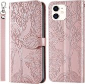 Life of Tree Embossing Pattern Horizontale flip lederen hoes met houder & kaartsleuf & portemonnee & fotolijst & lanyard voor iPhone 11 (rose goud)