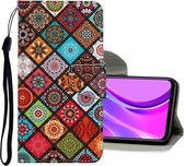 Voor Geschikt voor Xiaomi Redmi 9A Gekleurde tekening patroon Horizontale flip lederen tas met houder & kaartsleuven & portemonnee (ruit)
