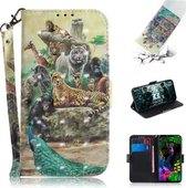 3D Schilderen Patroon Gekleurde Tekening Horizontale Flip Leren Case met Houder & Kaartsleuven & Portemonnee Voor LG G8 ThinQ (Zoo)