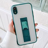 Doorschijnend Frosted TPU + PC magnetische beschermhoes met felle kleur onzichtbare beugel voor iPhone XR (donkergroen)