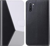 Voor Galaxy Note10 + / Note10 + 5G Driekleurige stiksels Horizontale flip TPU + PU lederen hoes met houder & kaartsleuven en portemonnee (zwart)