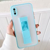 Doorschijnend Frosted TPU + PC magnetische beschermhoes met felle kleur onzichtbare beugel voor iPhone X / XS (hemelsblauw)