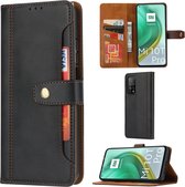 Voor xiaomi mi 10t / 10t pro kalf textuur dubbele vouwsluiting horizontale flip lederen tas met fotolijst & houder & kaartsleuven & portemonnee (zwart)