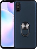 Voor Xiaomi Redmi 9A 360 graden roterende multifunctionele stent PC + TPU-hoes met magnetische onzichtbare houder (marineblauw)