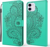 Voor iPhone 12 Mini Peacock Reliëfpatroon Horizontale Flip Leren Case met Houder & Kaartsleuven & Portemonnee & Lanyard (Groen)