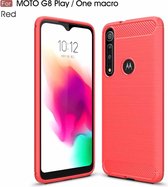 Voor Moto G8 Play Brushed Texture Carbon Fiber TPU Case (Rood)