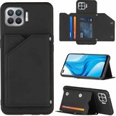 Voor OPPO F17 Pro & A93 Skin Feel PU + TPU + PC Achterkant Schokbestendig hoesje met kaartsleuven & houder & fotolijst (zwart)