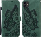 Retro Skin Feel Butterflies Embossing Horizontale lederen flip-hoes met houder en kaartsleuven en portemonnee voor iPhone 11 (groen)