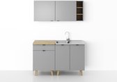Kleine Keuken 140 cm  –  Scandinavisch  –  Keukenblok met Spoelbak & Sifon – Keuken Klein –  Mini Keuken – Perfecthomeshop