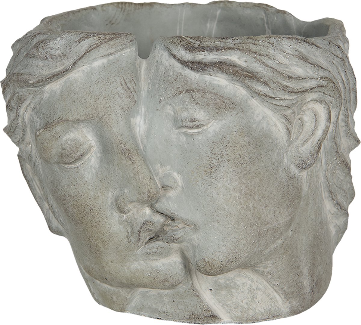 Bloempot voor Binnen – Grijs – Rustieke Pot – 16x14x13 cm – Steen – Vrouwenmotief