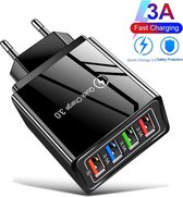 Usb Oplader - Usb Stekker - Snel Lader - 3.0 3A Usb Lader - Telefoon Adapter - 4 Poorten