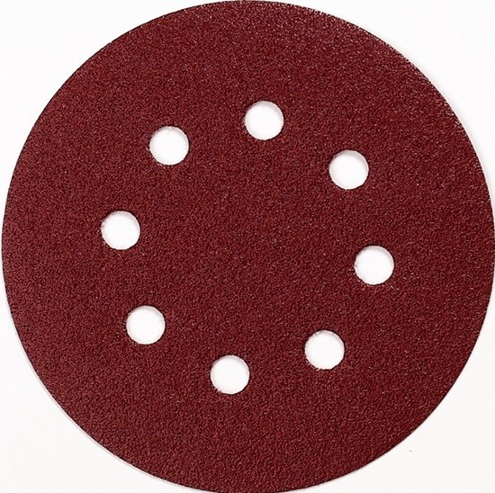 Rode schuurschijf met 7 gaten, 125mm.