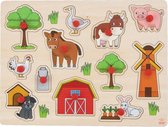 Engelhart Houten Knopjes Puzzel Boerderij 12 Stukjes - Speelgoed - Baby & Peuter
