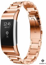 Stalen Smartwatch bandje - Geschikt voor Fitbit Charge 2 stalen band - rosé goud - Strap-it Horlogeband / Polsband / Armband
