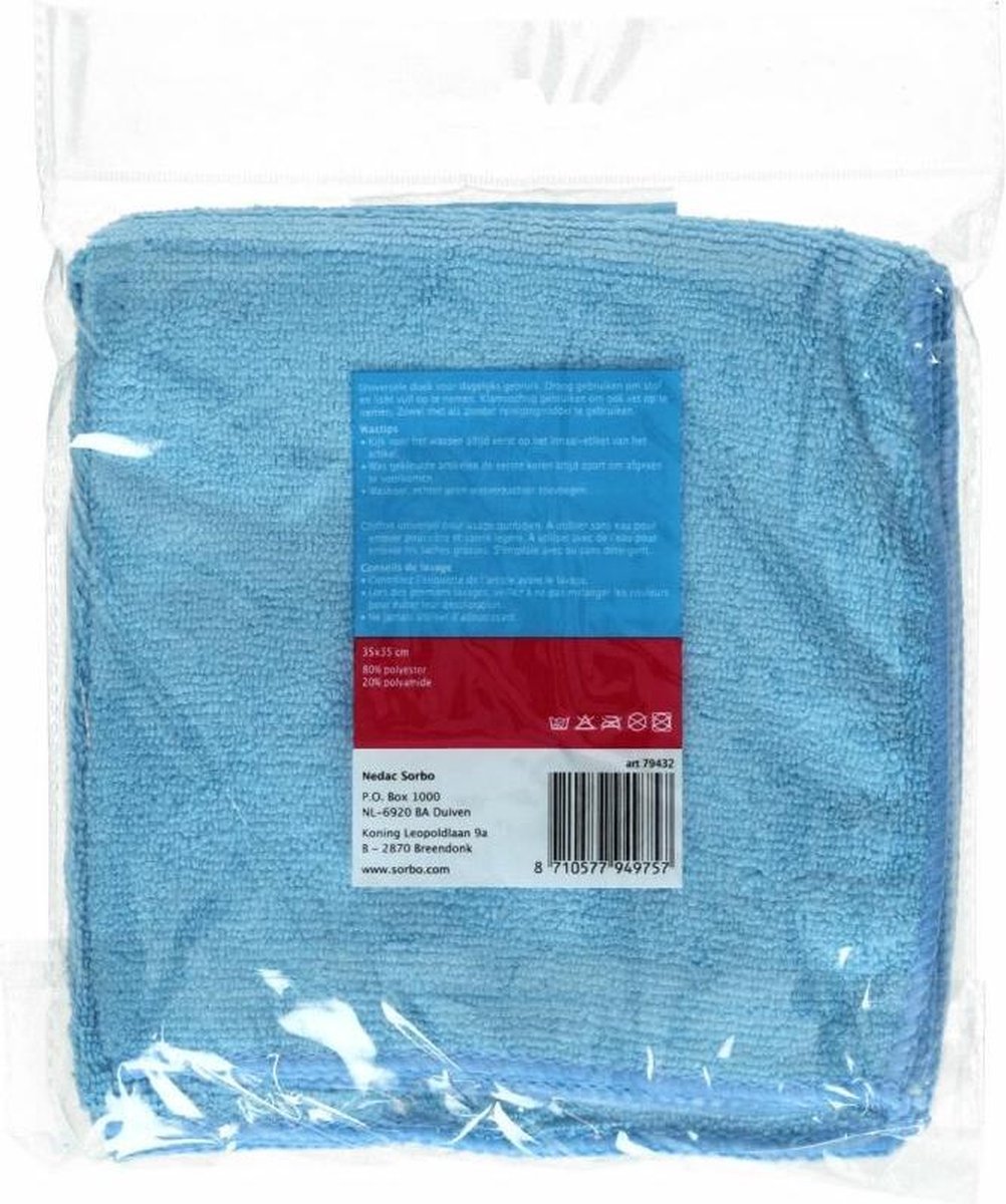 Goedkoopste Sorbo Microvezeldoekjes Uni Blauw 35x35 cm 2 stuks