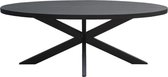 Livingfurn - Zwart Ovale Eetkamertafel -  -  Mango Hout  - 210 cm