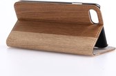 GadgetBay Imitatie houten wallet iPhone 7 8 Bruine case Portemonnee hoesje Leder - Bookcase