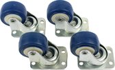 Datona® Wielset met 4 zwenkwielen (DT-57208/DT-57506 en DT-57402) - Metaal - Blauw - Zilver