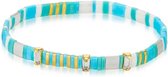 Twice As Nice Armband in goudkleurig edelstaal, tila beads, turquoise, wit