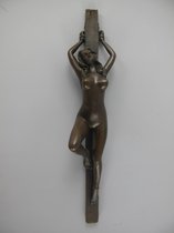 Beeld - Naakte dame Liggen - Bronzen sculptuur - 28 cm hoog