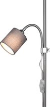 LED Vloerlamp - Vloerverlichting - Trion Owino - E27 Fitting - Rond - Mat Nikkel - Aluminium