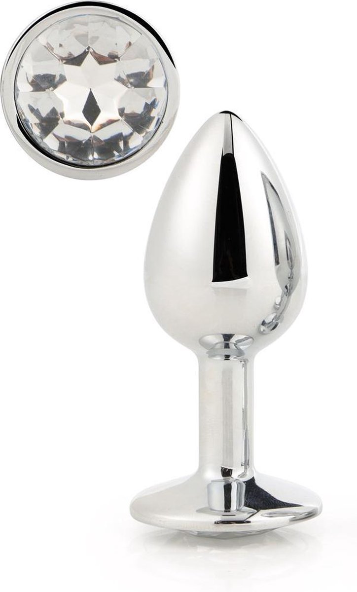 Goedkoopste Dream Toys - Aluminium anaalplug met siersteen Small Gleaming Love - Zilver