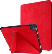 Voor iPad Pro 11 inch 2020 Marmer Stijl Doek Textuur Horizontale Vervorming Leren Flip Case met Houder & Pen Slot (Rood)