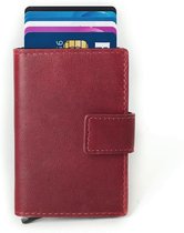 Figuretta Leren Cardprotector RFID Compact Creditcardhouder - Dames en Heren - Rood