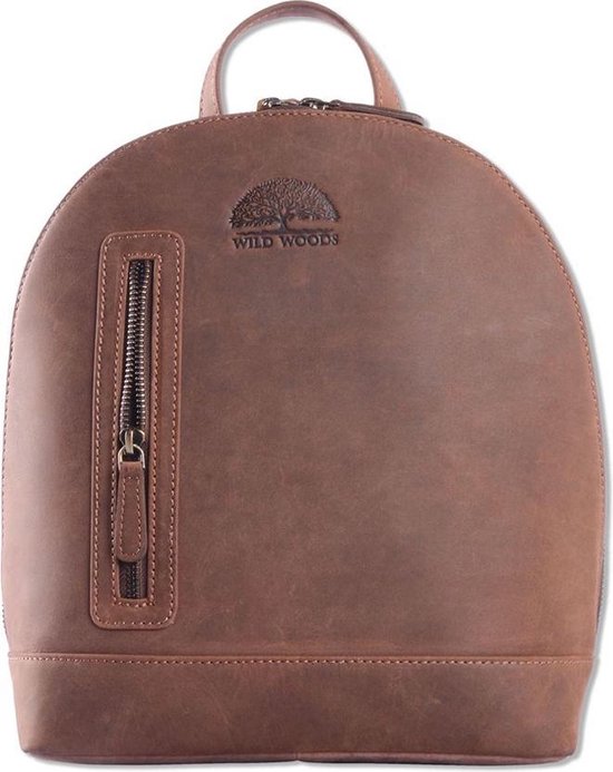 WILD WOODS Leather Ladies Backpack M - Sac à dos décontracté - Cuir de buffle - Vintage Marron foncé