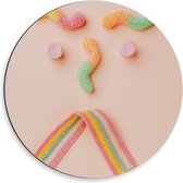 Dibond Wandcirkel - Snoep Gezicht - 50x50cm Foto op Aluminium Wandcirkel (met ophangsysteem)