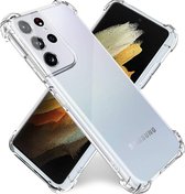 Shockproof Flexibele achterkant Silicone hoesje transparant Geschikt voor: Samsung Galaxy S21 Ultra