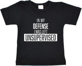 R Rebels | Katoenen Baby Shirt |In My Defence| Zwart | Maat 50/56