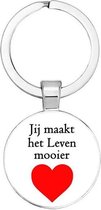 Akyol - Jij maakt het leven mooier Sleutelhanger - Liefde - Vriend/Vriendin - Leuk kado voor je vrienden om te geven - 2,5 x 2,5 CM