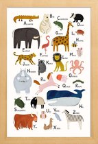 JUNIQE - Poster in houten lijst Tiere von A bis Z -30x45 /Kleurrijk