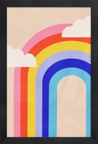 JUNIQE - Poster in houten lijst Regenboog en wolken -30x45 /Kleurrijk