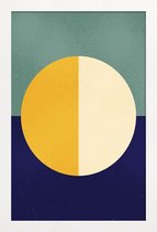 JUNIQE - Poster in houten lijst Light and Dark -40x60 /Blauw & Geel