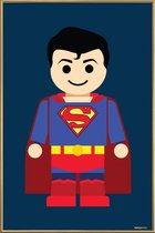 JUNIQE - Poster met kunststof lijst Superman Toy -20x30 /Blauw & Rood