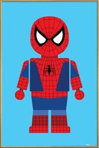 JUNIQE - Poster met kunststof lijst Spider-man Speelgoed -60x90 /Blauw