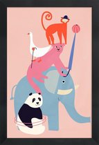 JUNIQE - Poster in houten lijst Animal Pyramid -30x45 /Kleurrijk