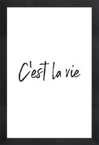 JUNIQE - Poster met houten lijst C'est La Vie -13x18 /Wit