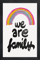JUNIQE - Poster met houten lijst We Are Family -13x18 /Roze & Zwart