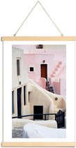 JUNIQE - Posterhanger Roze Santorini, Griekenland -30x45 /Roze
