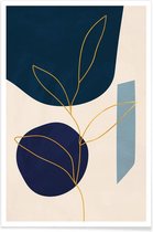 JUNIQE - Poster Grow gouden -30x45 /Blauw & Goud