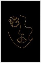 JUNIQE - Poster met kunststof lijst Petal gouden -13x18 /Goud & Zwart