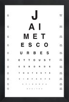 JUNIQE - Poster met houten lijst Eye Chart Je t'aime -13x18 /Wit &